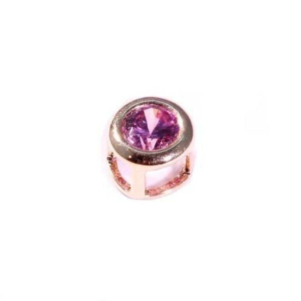 Sparkly PINK Bezel Set‎ Unfoiled Rhinestone Silver Plated Slide Necklace Pendant